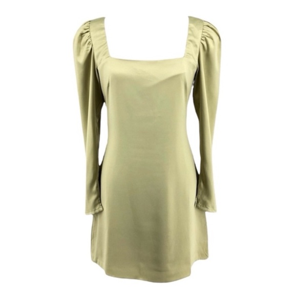 😻 5/$25 DANIELLE BERNSTEIN Green Puff Sleeve Sheath Dress - Picture 1 of 7
